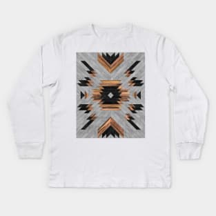 Urban Tribal Pattern No.6 - Aztec - Concrete and Wood Kids Long Sleeve T-Shirt